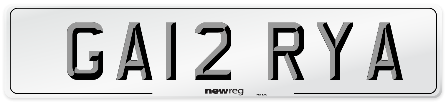 GA12 RYA Number Plate from New Reg